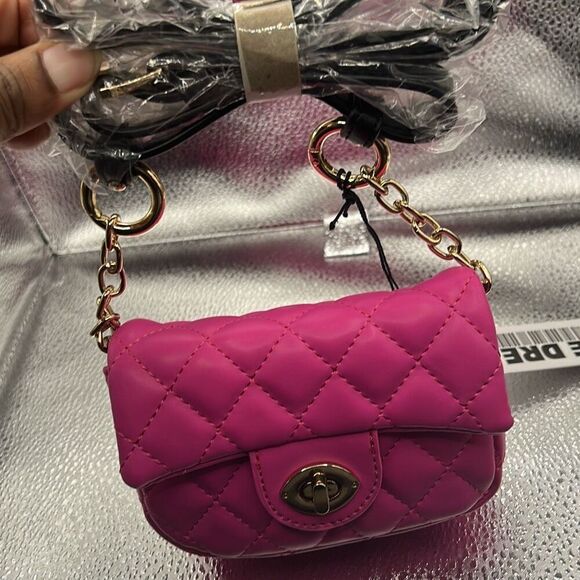 Like Dreams Quilted Faux Leather Mini Belt Bag Crossbody Hot Pink Marshmellow - Picture 2 of 10